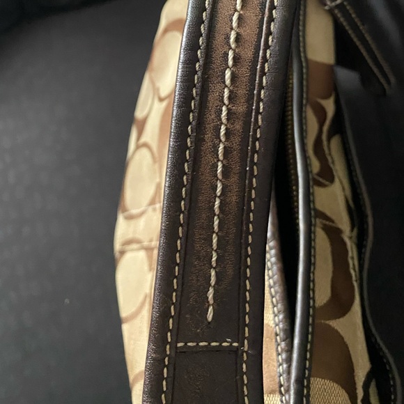 BEAUTIFUL COACH JACQUARD SIGNATURE HOBO DARK BROWN AND LEATHER - Picture 10 of 10